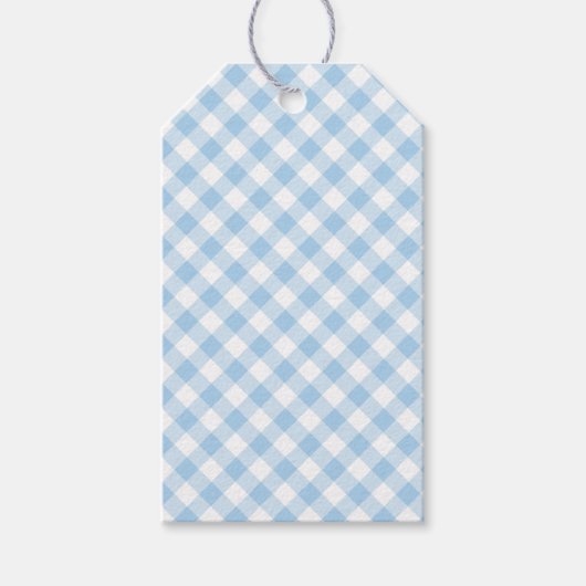Étiquettes-cadeau Retro Gingham Bleu Bébé (Devant)