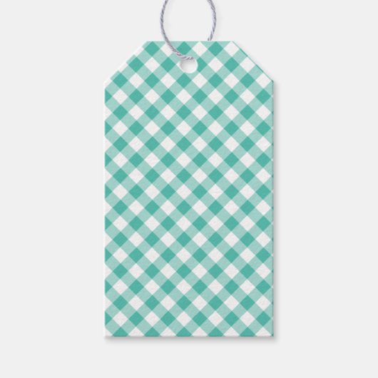 Étiquettes-cadeau Retro Gingham Vert de Bluegrass (Devant)