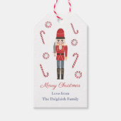 Étiquettes-cadeau Retro Holidays Red Nutcracker Sucres de canne Stri (Devant)