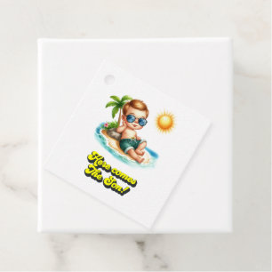 Étiquettes Cadeau Retro Island Baby "Voici venir le Fils" Baby Showe