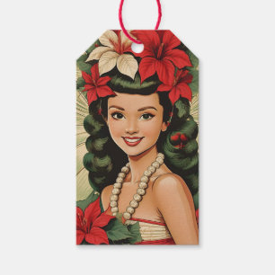 Étiquettes-cadeau Retro les années 50 Tropical Christmas Princesse