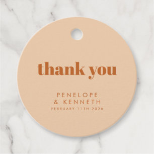 Étiquettes Cadeau Retro les années 70 Design Brown Mariage Merci per