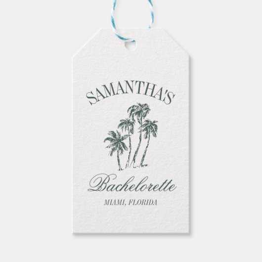 Étiquettes-cadeau Retro Luxe Beach Bachelorette Logo Palm Trees (Devant)