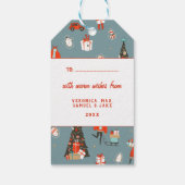 Étiquettes-cadeau Retro Mi-Siècle moderne Noël vacances (Dos)