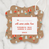 Étiquettes Cadeau Retro Mi-Siècle moderne Noël vacances (Dos)