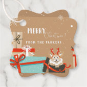 Étiquettes Cadeau Retro Mi-Siècle moderne Noël vacances (Devant)