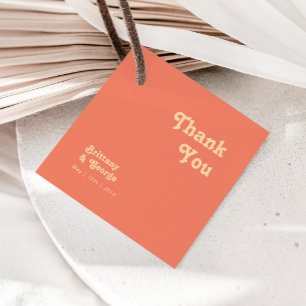 Étiquettes Cadeau Rétro moderne Balises Favor Merci corail