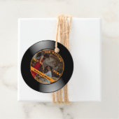 Étiquettes Cadeau Retro Music Vinyl Record Photo Mariage Round (En situation)