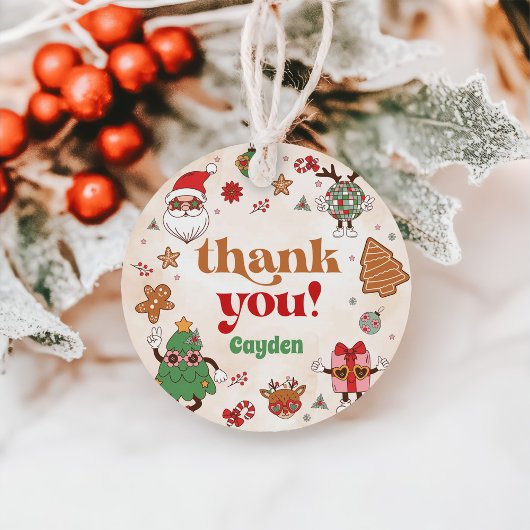 Étiquettes Cadeau Retro Noël fête d'anniversaire