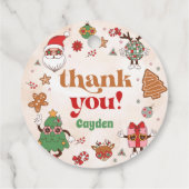 Étiquettes Cadeau Retro Noël fête d'anniversaire (Dos)