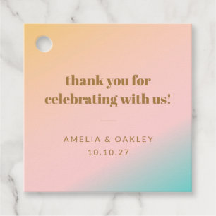 Étiquettes Cadeau Retro Pastel Gradient Mariage unique personnalisé