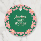 Étiquettes Cadeau Retro Peace Sign Flower Green Pink Baby Shower  (Dos)