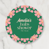 Étiquettes Cadeau Retro Peace Sign Flower Green Pink Baby Shower  (Devant)