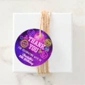 Étiquettes Cadeau Retro Preppy Smile Y2K fait face à rose Neon Glow (En situation)