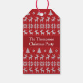 Étiquettes-cadeau Retro Red Christmas Reindeer Custom Holiday Party (Devant)