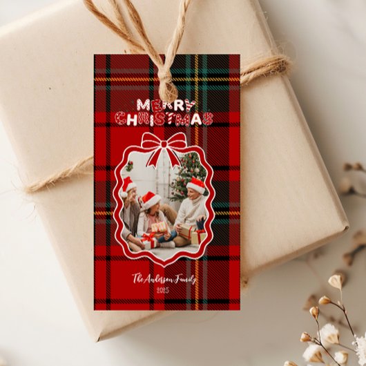 Étiquettes-cadeau Retro Red Plaid Whimsical Holiday 