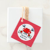 Étiquettes Cadeau Retro Rockabilly Polka Dot Hearts Mariage (En situation)