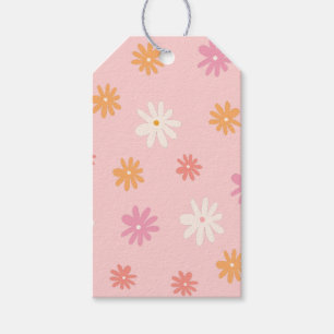 Étiquettes-cadeau Retro rose et orange marguerite