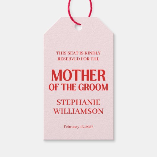 Étiquettes-cadeau Retro Saint-Valentin Fête de mariage Rouge Rose (Devant)