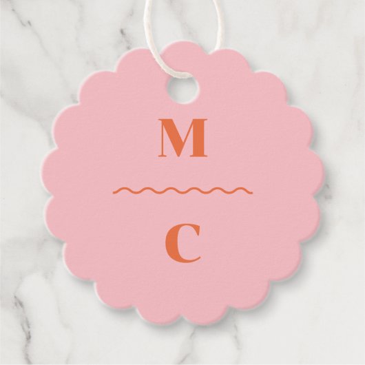 Étiquettes Cadeau Retro Squiggle Mariage Monogramme Classic Round St (Devant)