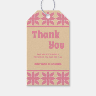 Étiquettes-cadeau Retro super 70's audacieuse typographie pêche & ro