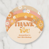 Étiquettes Cadeau Retro super anniversaire bébé merci (Devant)