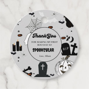 Étiquettes Cadeau Retro super Halloween premier anniversaire Merci