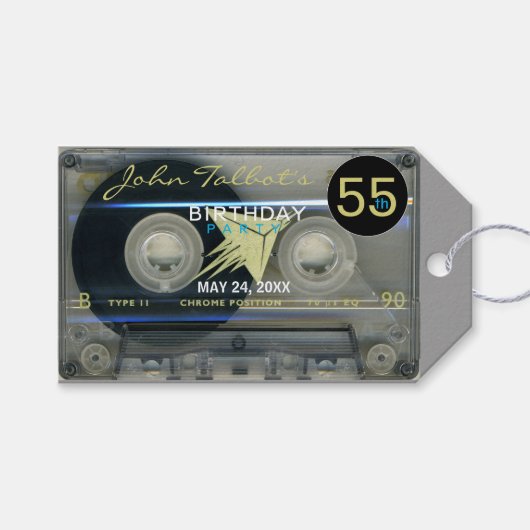 Étiquettes-cadeau Retro T5 Audiotape 55e Anniversaire Merci Don T (Devant (Horizontal))