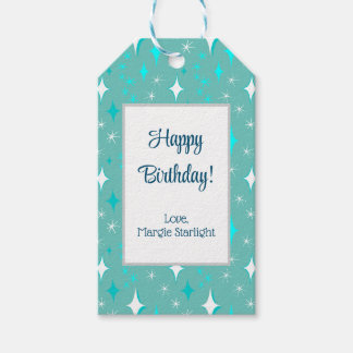 Étiquettes-cadeau Retro Turquoise et White Star Motif modifiable