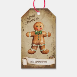 Étiquettes-cadeau Retro Vintage pain de gingembre biscuit Noël de ga