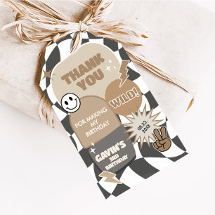 Étiquettes-cadeau Retro Young Wild et trois balises de préférence po