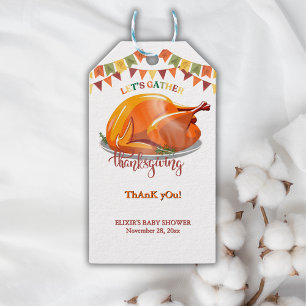 Étiquettes-cadeau Réunion de bébé de banquet de dinde de Thanksgivin