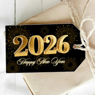 Étiquettes-cadeau Réveillon du Nouvel An 2026 Fête Or & Noir