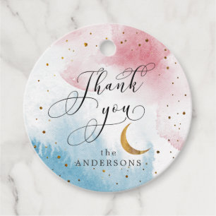 Étiquettes Cadeau Révélation de genre Lune et étoile