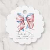 Étiquettes Cadeau Révélation de genre rose et bleu Bow (Devant)
