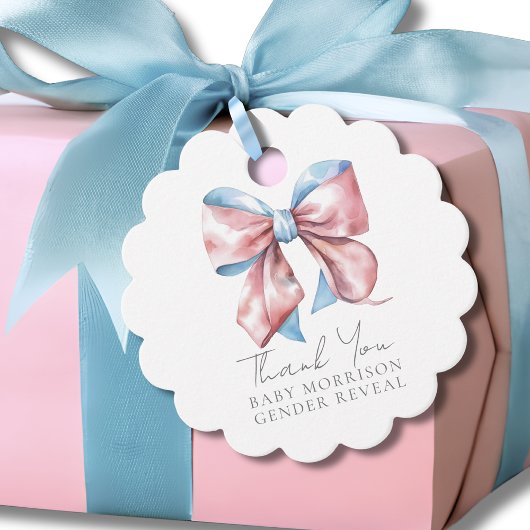 Étiquettes Cadeau Révélation de genre rose et bleu Bow