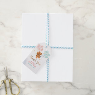 Étiquettes-cadeau Révélation du genre de l'ours rose et bleu
