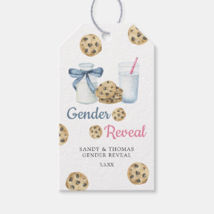Étiquettes-cadeau Révélation du sexe par aquarelle Lait & Cookies