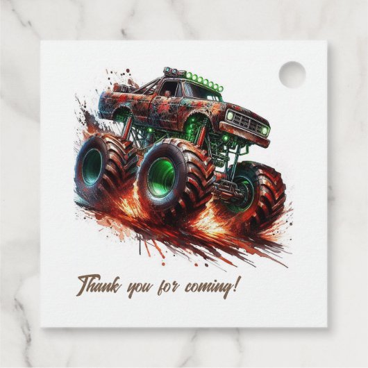 Étiquettes Cadeau "Revved Up & Ready to Roll" Monster Truck Annivers (Dos)
