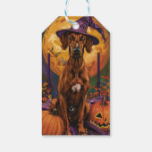 Étiquettes-cadeau Rhodesian Ridgeback Chien Halloween sorcier Citrou (Dos)