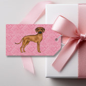Étiquettes-cadeau Rhodesian Ridgeback Chien Love Coeur Motif rose