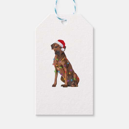 Étiquettes-cadeau Rhodesian Ridgeback Noël Lumières Noël Chien de No (Devant)
