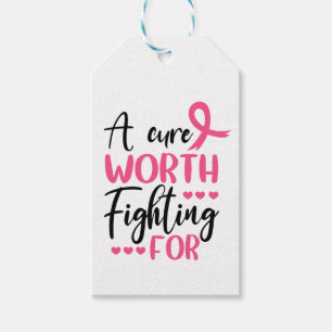 Étiquettes-cadeau Ribbon rose Guerrier Lutteur Survivant Cancer du s