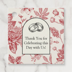 Étiquettes Cadeau Riche Rouge Français Floral Toile Floral Floral