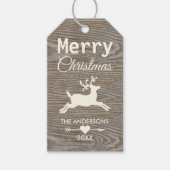 Étiquettes-cadeau Rinder de bois rustique Beige Joyeux Noël (Devant)