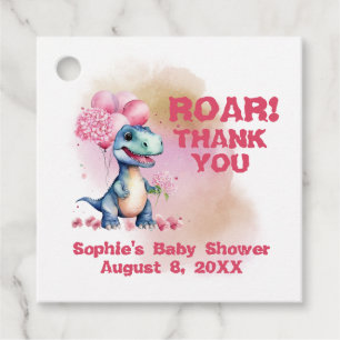 Étiquettes Cadeau Roar C'est une fille T-Rex Baby Dinosaur rose