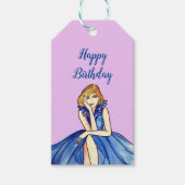 Étiquettes-cadeau Robe de cocktail bleu royal foncé Illustration de (Devant)