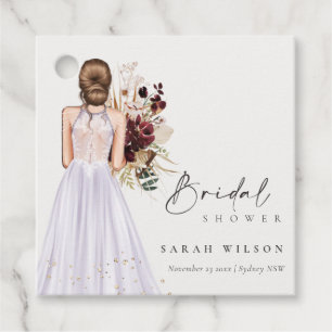 Étiquettes Cadeau Robe de mariée lilas élégante Boho Shower de maria