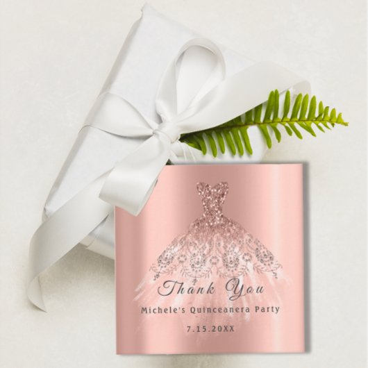 Étiquettes Cadeau Robe de soirée pour Quinceanera Rose pour 16 ans d