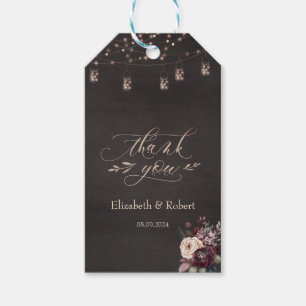 Étiquettes-cadeau Robe dorée Lumières rustiques en forme de guirland